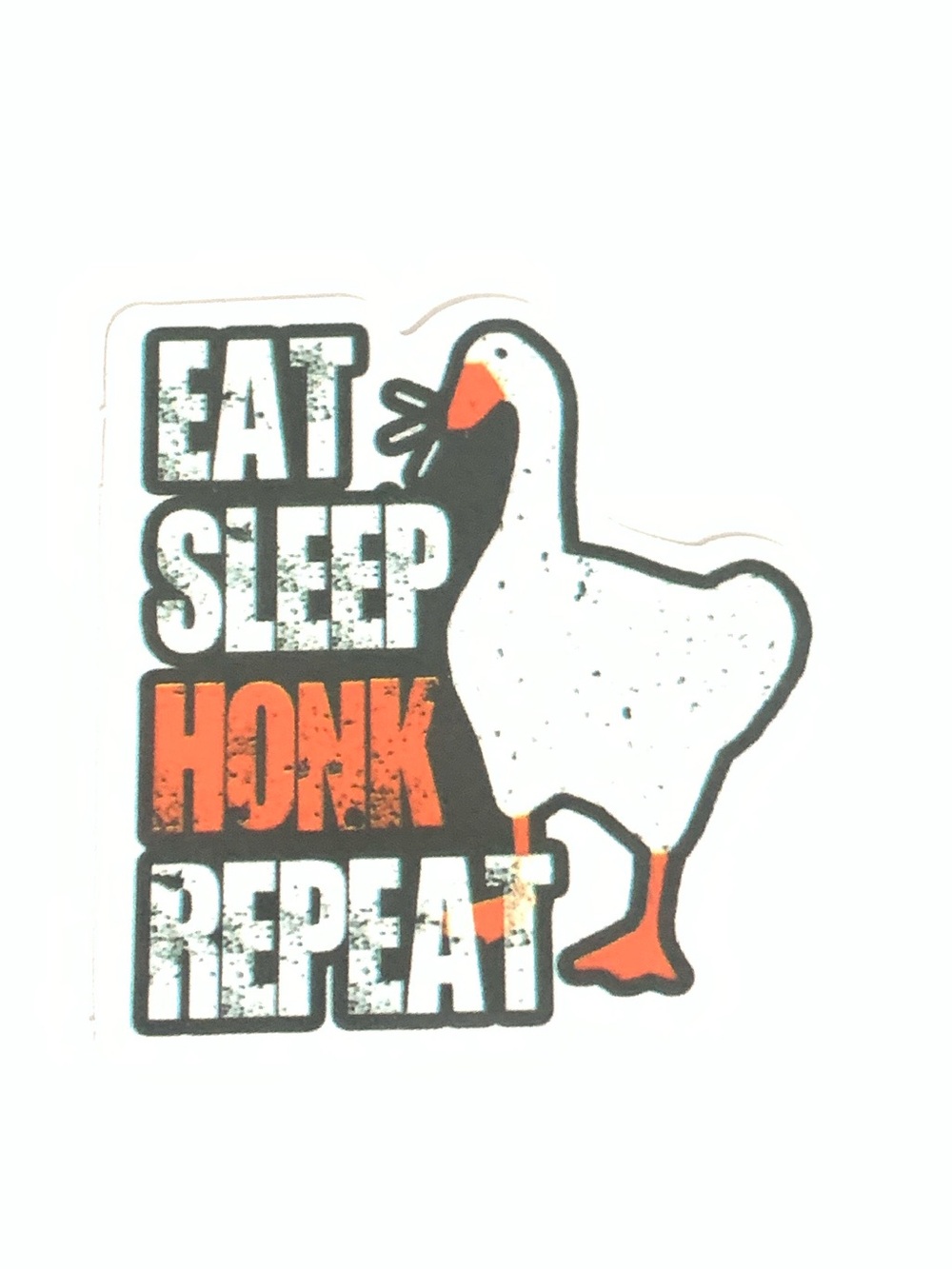 Eat Sleep Honk Repeat Goose Sticker - White & Orange